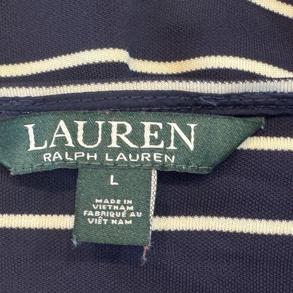 Lauren Ralph Lauren Tunic Top Blouse Womens Large Blue White Stripe Long Sleeve - Picture 6 of 7